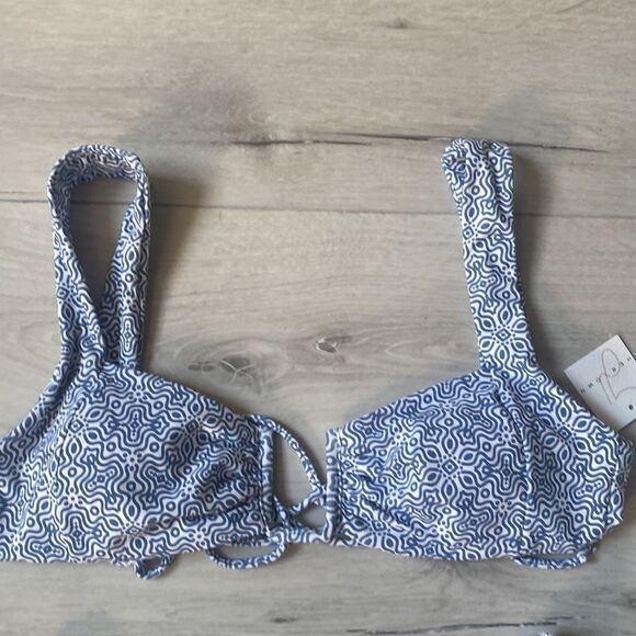 Her.Own Sierra Swim Top Tie Back XL Quin Bottom M Bikini Set Tile Blue/White NWT - Picture 6 of 10